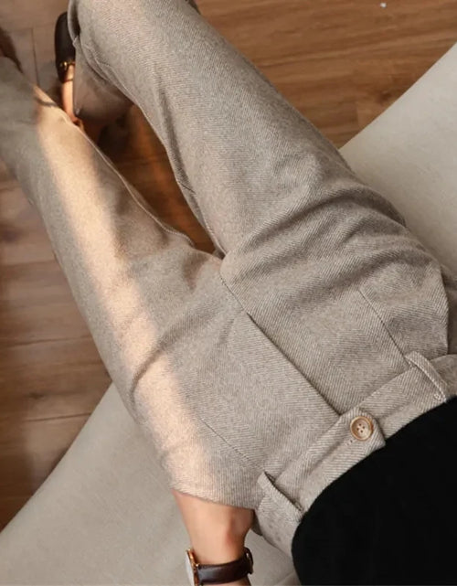 Load image into Gallery viewer, Woolen Pants Women&#39;S Harem Pencil Pants 2024 Autumn Winter High Waisted Casual Suit Pants Office Lady Women Trousers
