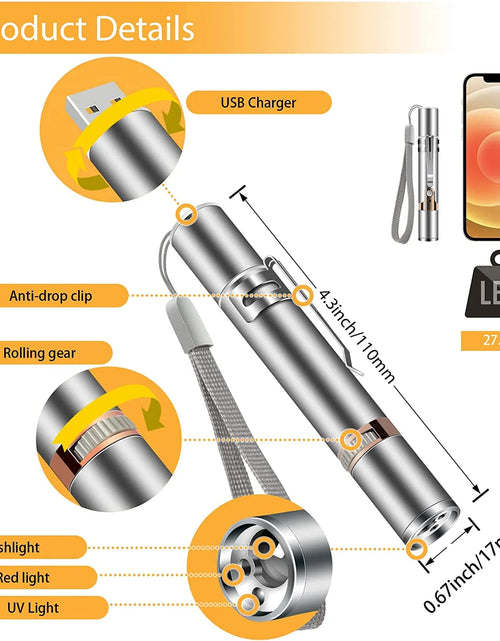 Load image into Gallery viewer, Cat Laser Pointer Toy Rechargeable,Interactive Toy for Cat Kitten Dog with a Mouse Toy,Silver
