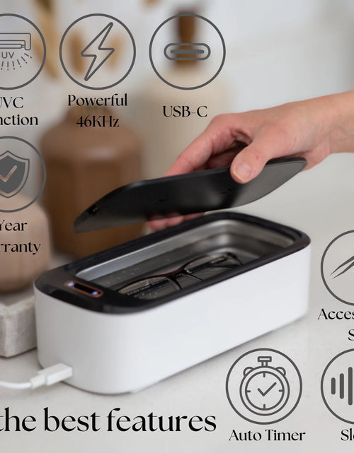 Load image into Gallery viewer, Ultrasonic Jewelry Cleaner &amp; UVC Professional Sterilizer Machine, 550Ml 46Khz Power Portable Ultra Sonic Cleaner for Cleaning Glasses, Watches, Coins, Makeup, Dentures, Earring, Watch, 1 Year Warranty
