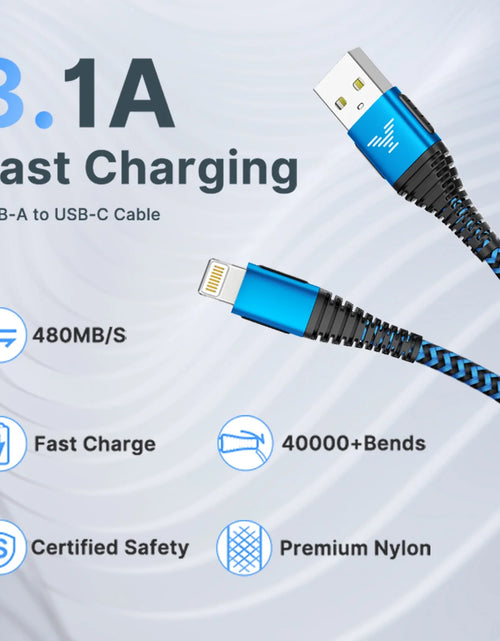 Load image into Gallery viewer, 2 Pack Iphone Charger Cord 10Ft, Nylon Braided 3A Fast Charging Cable Compatible with Iphone 14/13/12/11, Blue
