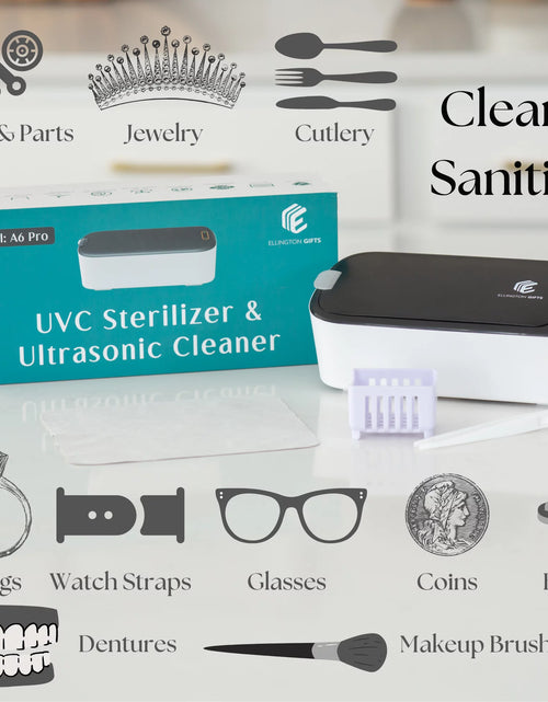 Load image into Gallery viewer, Ultrasonic Jewelry Cleaner &amp; UVC Professional Sterilizer Machine, 550Ml 46Khz Power Portable Ultra Sonic Cleaner for Cleaning Glasses, Watches, Coins, Makeup, Dentures, Earring, Watch, 1 Year Warranty
