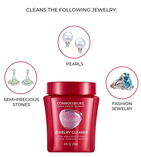 Delicate Jewelry Cleaner Solution for Pearls, Gemstones, and Fashion Jewelry, 8 Fl Oz