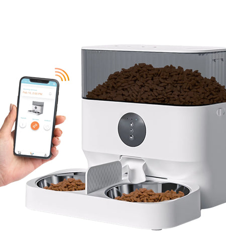 Purechew Double Automatic Pet Feeder, Two-Way Splitter and Double Bowls for Cats and Dogs